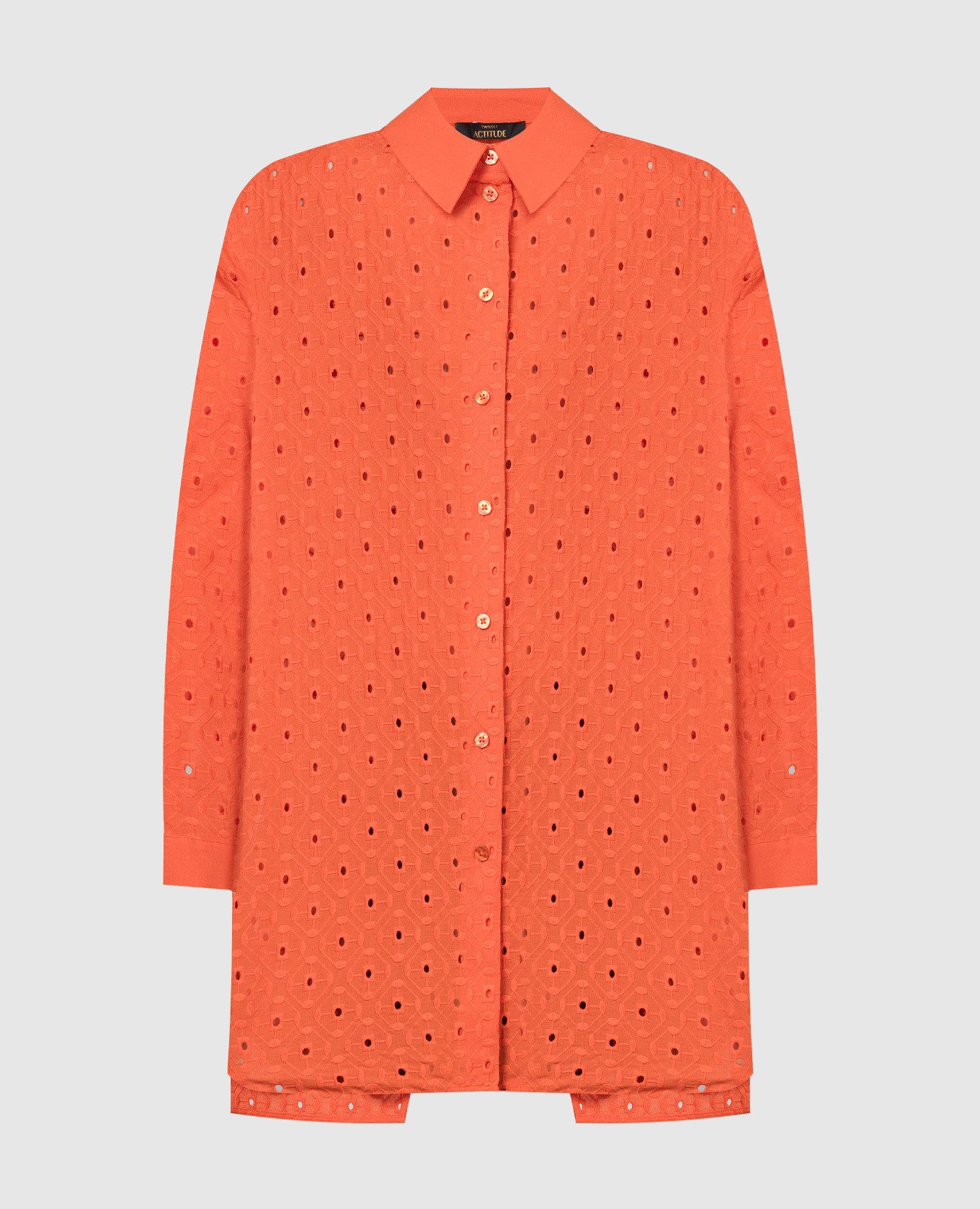 Оранжевая блузка с вышивкой бродери
