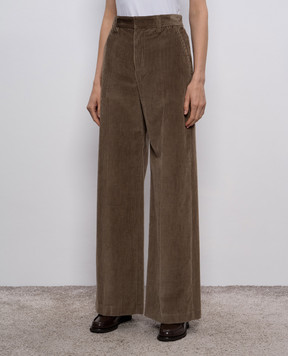 Brunello Cucinelli Коричневі вельветові штани з ланцюжком моніль MP180P8724