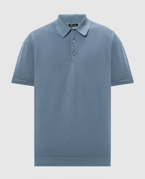 Kiton Блакитне поло у візерунок UMK0706