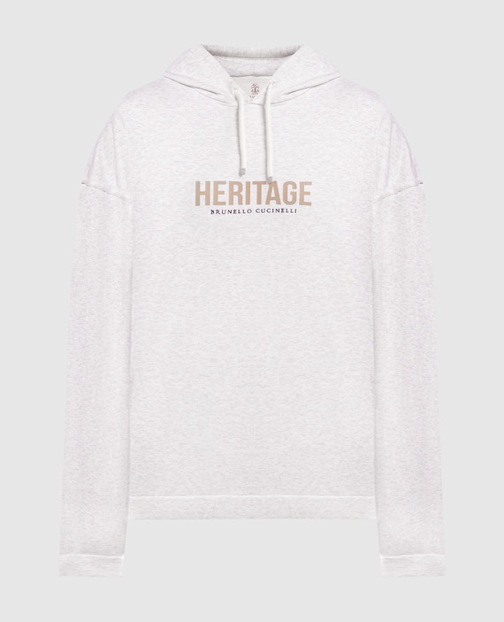Gray melange logo hoodie
