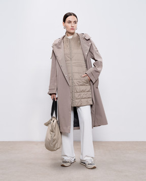 Max Mara Двобортний плащ CARTER кольору хакі зі знімним жилетом CARTER