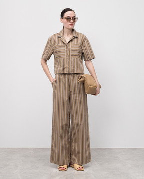 Max & Co Коричневая укороченная рубашка BRUNNER в полоску BRUNNER