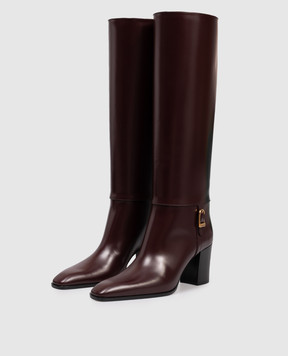 Saint Laurent Бордові шкіряні чоботи JULIA 818207AAEHR