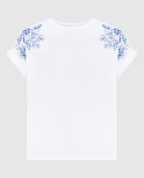 Twinset Біла футболка з квітковою вишивкою 241TT2350