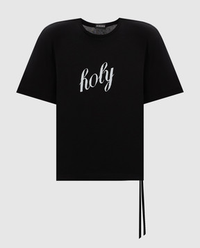 Ann Demeulemeester Черная футболка с принтом Holy B0012545FA206
