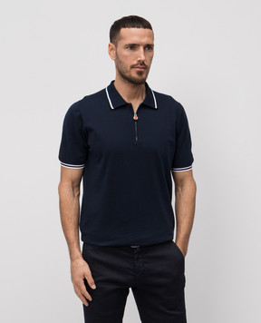 Kiton Голубое поло с логотипом UMK0458