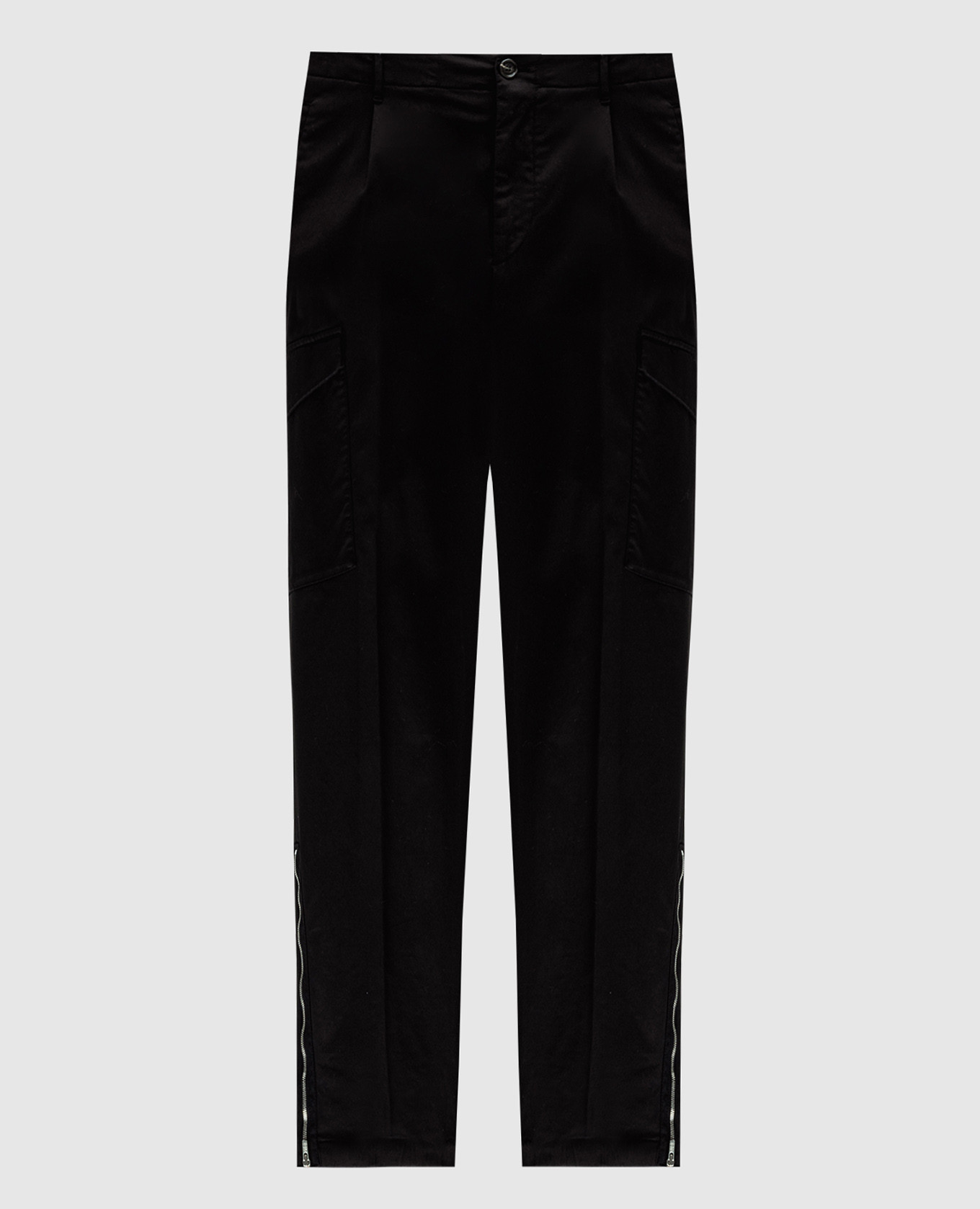 

Черные брюки-карго с молниями, Черный, Зауженные брюки