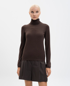 Brunello Cucinelli Коричневий гольф з шовку та кашеміру M13800063