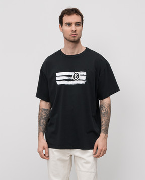 Maison Margiela MM6 Черная футболка с принтом логотипа SH2GC0023M20115