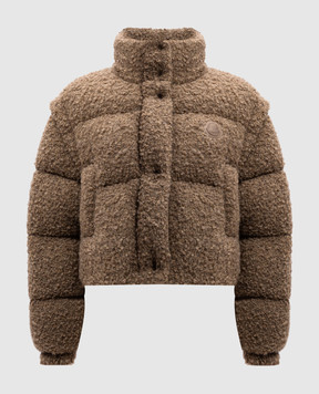 Moncler Коричневый укороченный пуховик Cytinelle с шерстью со съемными рукавами J20931A0012289AQ2