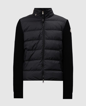 Moncler Черная комбинированная куртка с логотипом J20919B00032M1131