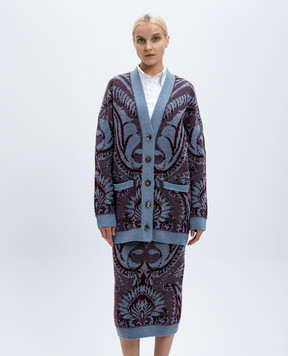 Etro Синий кардиган из шерсти в узор. WRKE0159AQ025