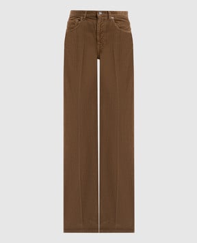 Saint Laurent Коричневі вельветові штани з патчем логотипа 705103Y29IA