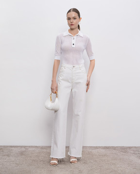 Max Mara Sportmax Біле ажурне поло CASTA CASTA
