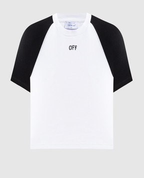 Off-White Белый топ в рубчике с логотипом OWAA13BS25JER001