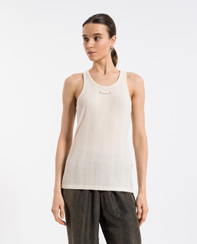 Maison Margiela Бежевый топ в рубчик с брендовой нашивкой S50NL0049M20060