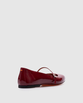 Santoni Бордовые кожаные лакированные балетки WAAH71319KI1NVHD