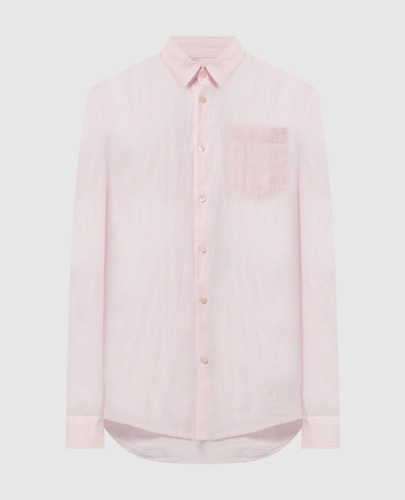 Розовая рубашка Caroubis из льна с логотипом.
