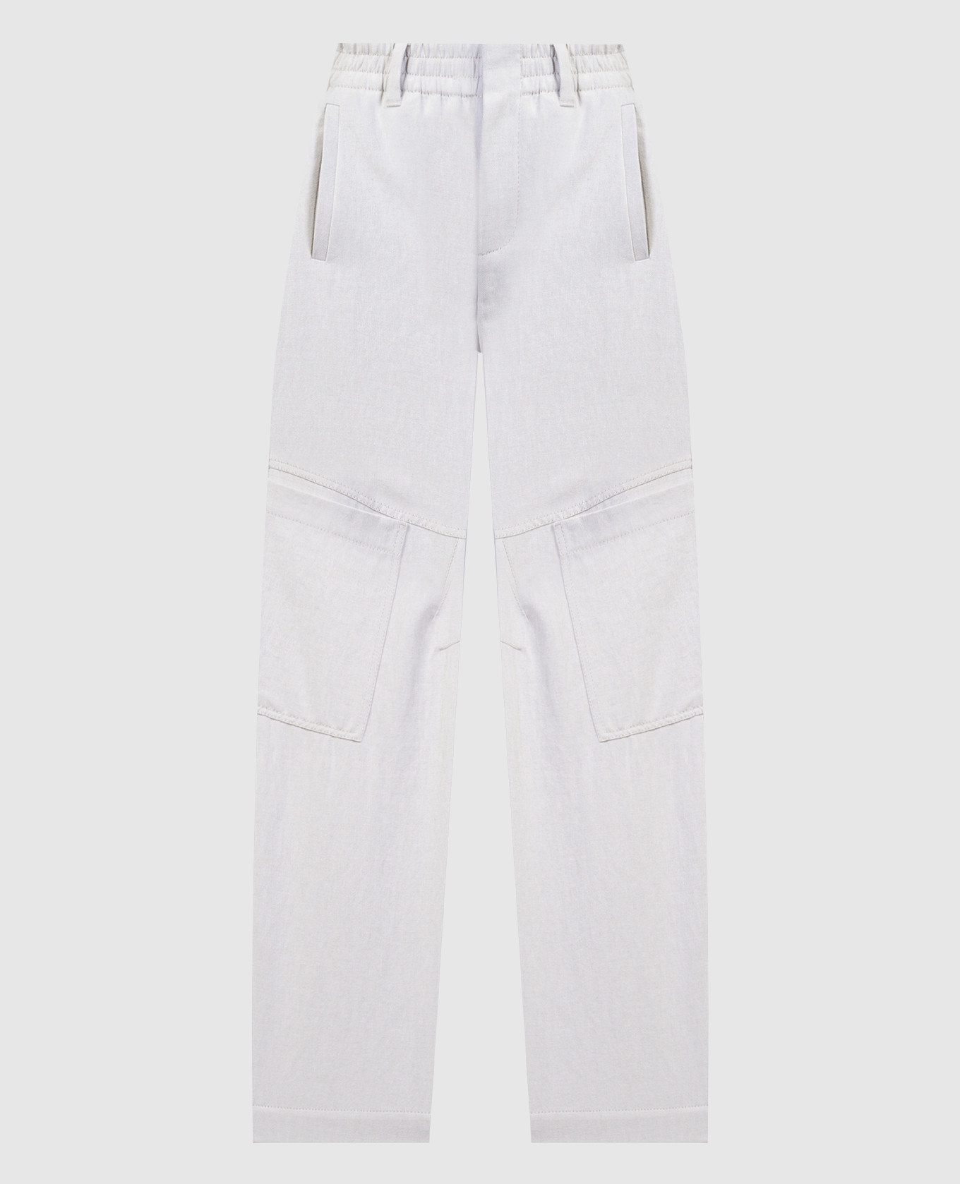 

Серые брюки-карго с леном с цепочкой мониль, Зеленый, Зауженные брюки