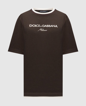 Dolce&Gabbana Коричневая футболка с вышивкой логотипа G8ST6ZG7PCG