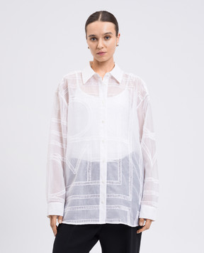 Toteme Біла блуза з шовком з вишивкою логотипа 253WRT0480FB0441