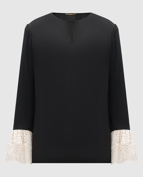 Saint Laurent Черная блуза из шелка 453804