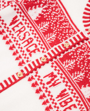 Versace Дитячий білий жакардовий кардиган Fair Isle з вовни 10185091A13154