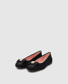 Pretty Ballerinas Дитячі чорні балетки Hermione з люрексом з кристалами 51270