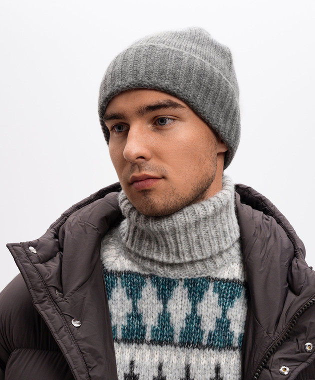 MooRER Серая шапка из кашемира с логотипом BERETCWS изображение 2