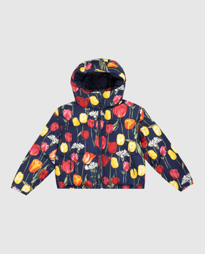 Dolce&Gabbana Дитячий синій пуховик в квітковий принт L5JBN8ISMG9812