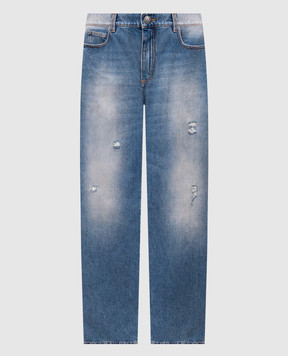 Balmain Сині джинси з проріхами EH1ML155DF44