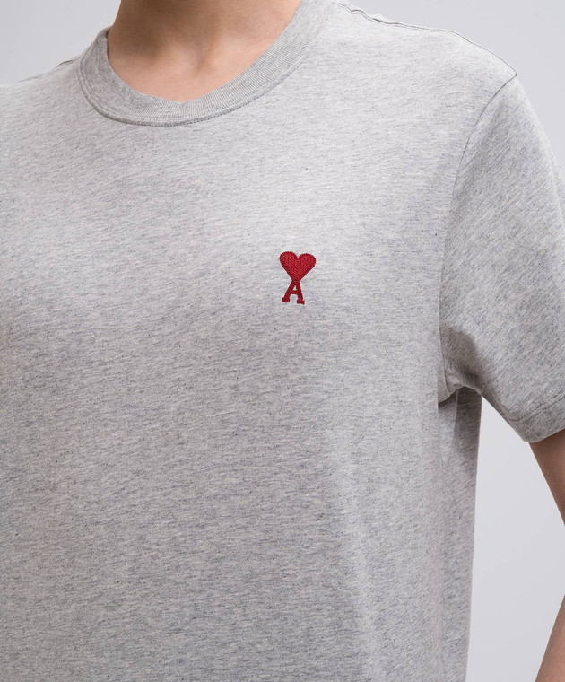 Ami Paris Сіра меланжева футболка з емблемою BFUTS035724w зображення 5