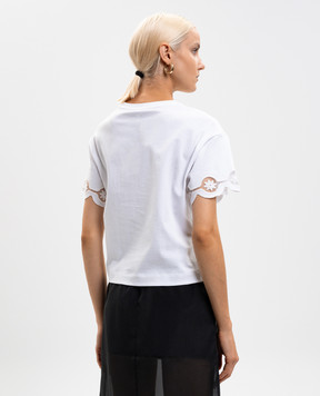 Twinset Біла футболка з квітковою вишивкою 252TP2500