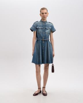 Alexander McQueen Блакитна джинсова сукня міні з ефектом потертості 816098QMAC3