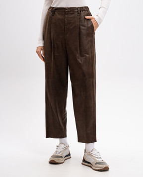 Brunello Cucinelli Коричневі шкіряні штани M0CSTP8702