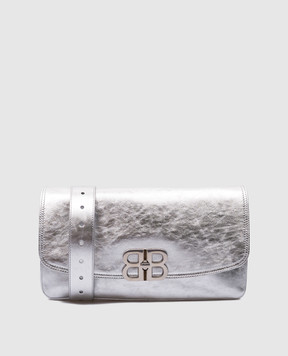 Balenciaga Серебристая кожаная сумка-мессенджер BB Soft 7485962AA1Q