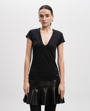 Tom Ford Черная футболка с металлическим логотипом TSJ584JEX137