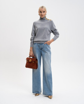 Balmain Сірий светр з кашеміру та вовни FF0KF100KI87