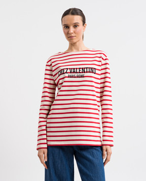 Valentino Белый лонгслив в полоску 6B3MG24C962