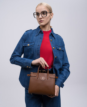 Valentino Коричневая кожаная сумка-тоут с логотипом 6W2B0R20CVC