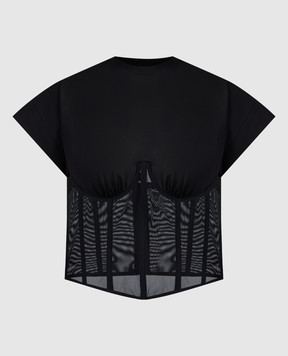 Versace Jeans Couture Черная корсетная футболка 76HAH600J0089