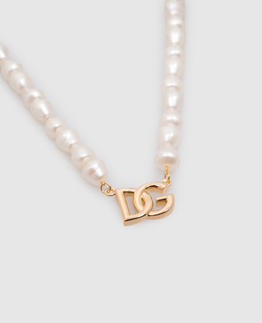 Dolce&Gabbana Біле намисто з логотипом DG WNQ6M2W1111