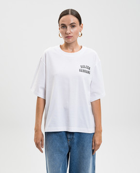 Dolce&Gabbana Біла футболка з вишивкою логотипа F8U10ZGDDBB