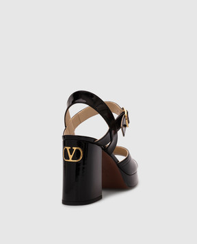 Valentino Чорні шкіряні глянцеві босоніжки FAWCETTE 7W2S0MI1ZJM
