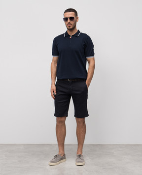 Kiton Голубое поло с логотипом UMK0458