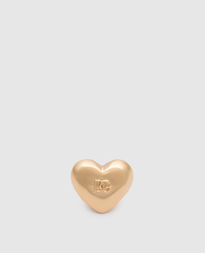 Dolce&Gabbana Золотиста каблучка у вигляді серця з фактурною монограмою логотипа DG WRQ8S1W1111