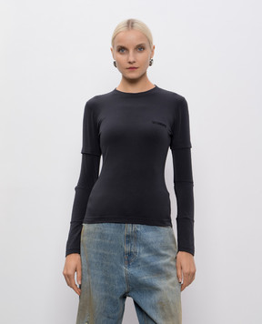 Vetements Чорний лонгслів з вишивкою логотипа WH76LS570B