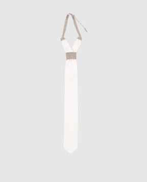 Peserico Бежевый галстук из шелка с цепочкой мониль E35405C0CC172