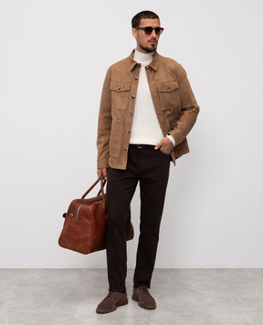 Brunello Cucinelli Коричневые джинсы с патчем логотипа M277UD3210