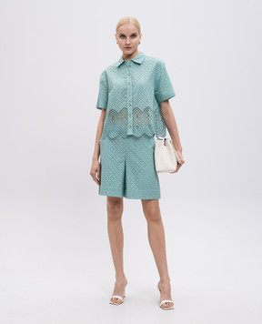 Twinset Зеленая блузка в вышивке бродере 251LM2VAA
